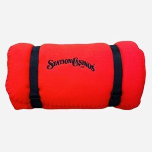NEW Station Casino Red Felt Blanket Throw with Travel Handle Monarch Promo 60x49